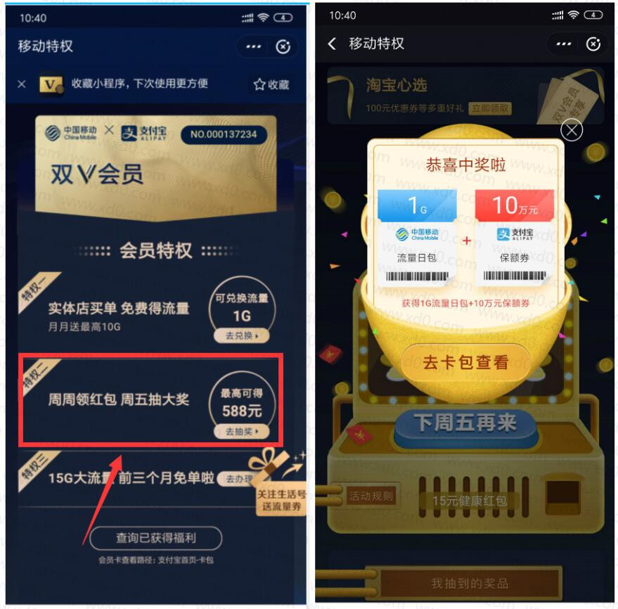 支付宝移动1G日包流量