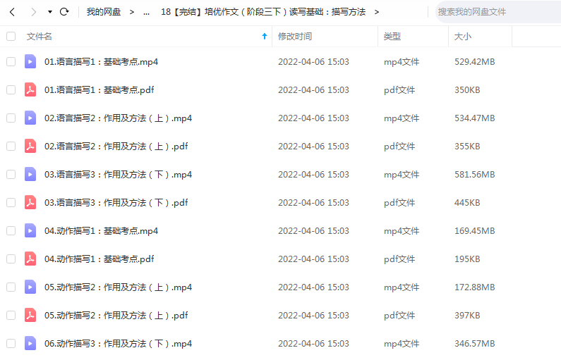 《培优作文（阶段三下）读写基础：描写方法》 平哥说  百度云