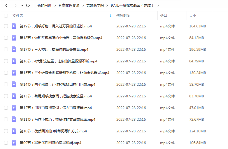 知乎赚钱实战营，0门槛，每天1小时 在家每月躺赚10W+（完整版19节视频课）