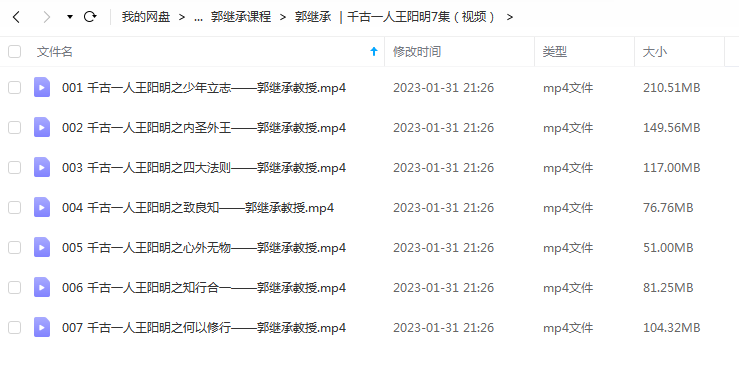 郭继承 ｜千古一人王阳明7集（视频） 百度网盘