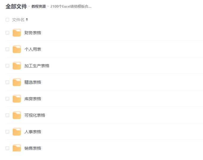 2100个Excel表格模板合集