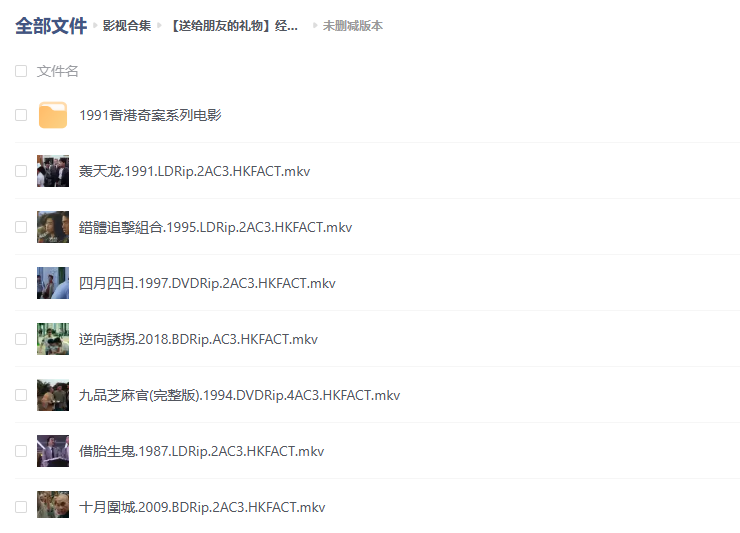 【送给朋友的礼物】经典香港电影合集（未删减版本）