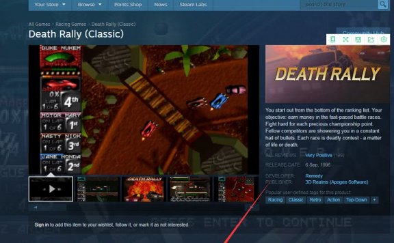 Steam限时免费领取Death Rally (Classic)
