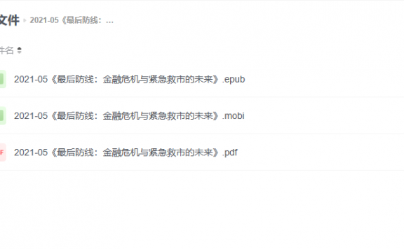 【电子书】《最后防线:金融危机与紧急救市的未来》