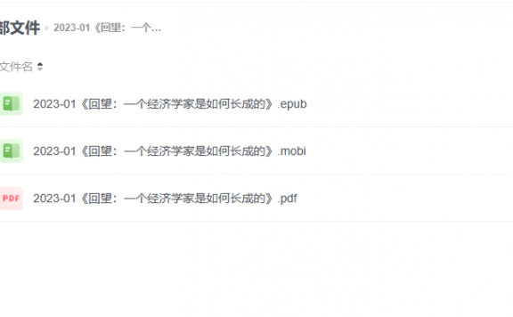 【电子书】《回望:一个经济学家是如何长成的》